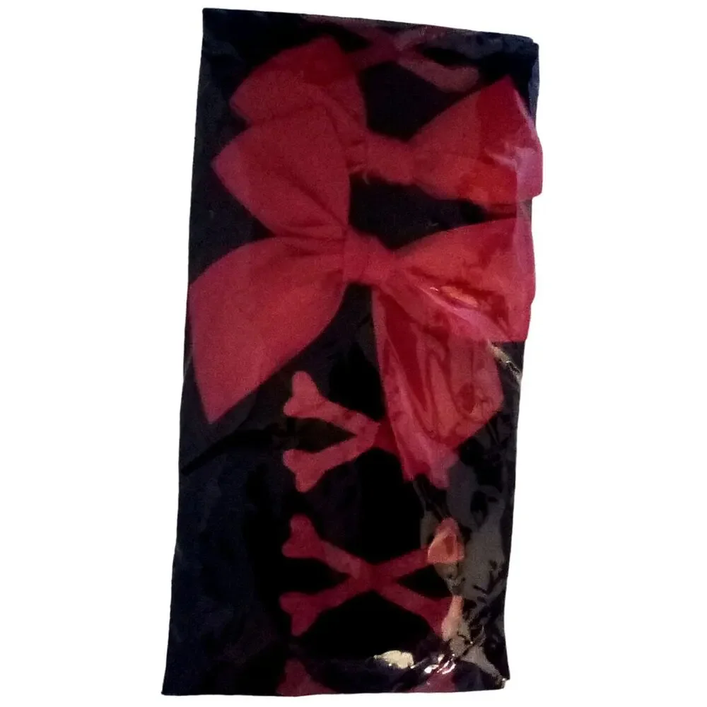 Black Bow Stockings Crossed Bones Choose Red/Pink Coquette Lolita Valentine's